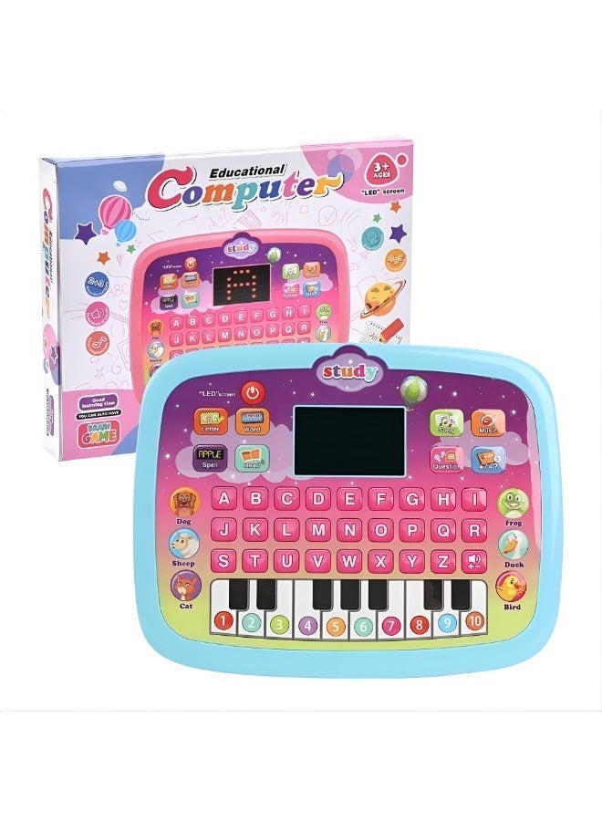 جهاز لوحي للأطفال / لوحة تعليمية للرضع بشاشة LED لتعليم الحروف الأبجدية، الأرقام، الكلمات، الموسيقى، الرياضيات، لعبة إلكترونية تفاعلية لتنمية المهارات المبكرة للأولاد والبنات بعمر 3 سنوات فما فوق (أزرق) - Image 1