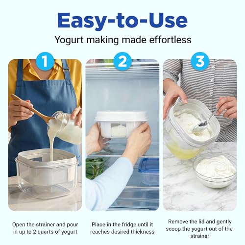 Ultimate Yogurt Strainer Make Delicious High Protein Greek Yogurt 70 Less Sugar Lactose Fine Mesh Nylon Greek Yogurt Maker 100 BPAFree Dishwasher Safe with Large 23 Quart Capacity - Image 3