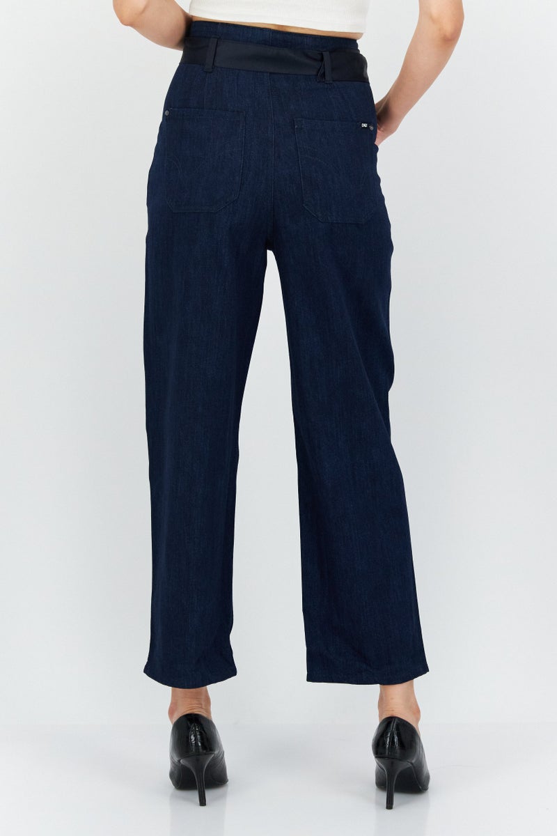 ONLY جينز دنيم نسائي بقصة عادية مع حزام، غير قابل للتمدد، أزرق - Image 2