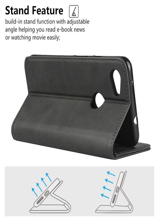 iCoverCase Compatible with Google Pixel 3a Wallet Case with Credit Card Holder, Magnetic Premium PU Leather Kickstand Feature Flip Cover Case (Dark Gray) - Image 5