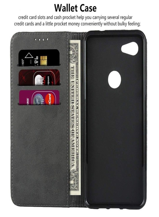 iCoverCase Compatible with Google Pixel 3a Wallet Case with Credit Card Holder, Magnetic Premium PU Leather Kickstand Feature Flip Cover Case (Dark Gray) - Image 3