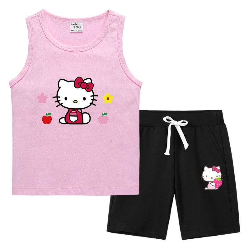 2023 Children'S Summer Vest Pants Sports Casual Base Shirt Outer Wear Thin Sleeveless Two-Piece Suit For Small And Medium-Sized Children - Image 2