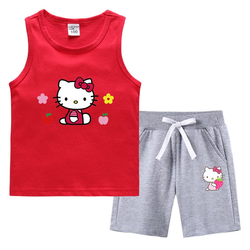 2023 Children'S Summer Vest Pants Sports Casual Base Shirt Outer Wear Thin Sleeveless Two-Piece Suit For Small And Medium-Sized Children - Image 1