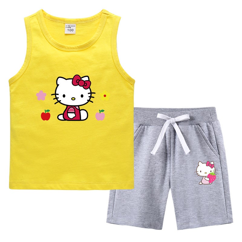 2023 Children'S Summer Vest Pants Sports Casual Base Shirt Outer Wear Thin Sleeveless Two-Piece Suit For Small And Medium-Sized Children - Image 5