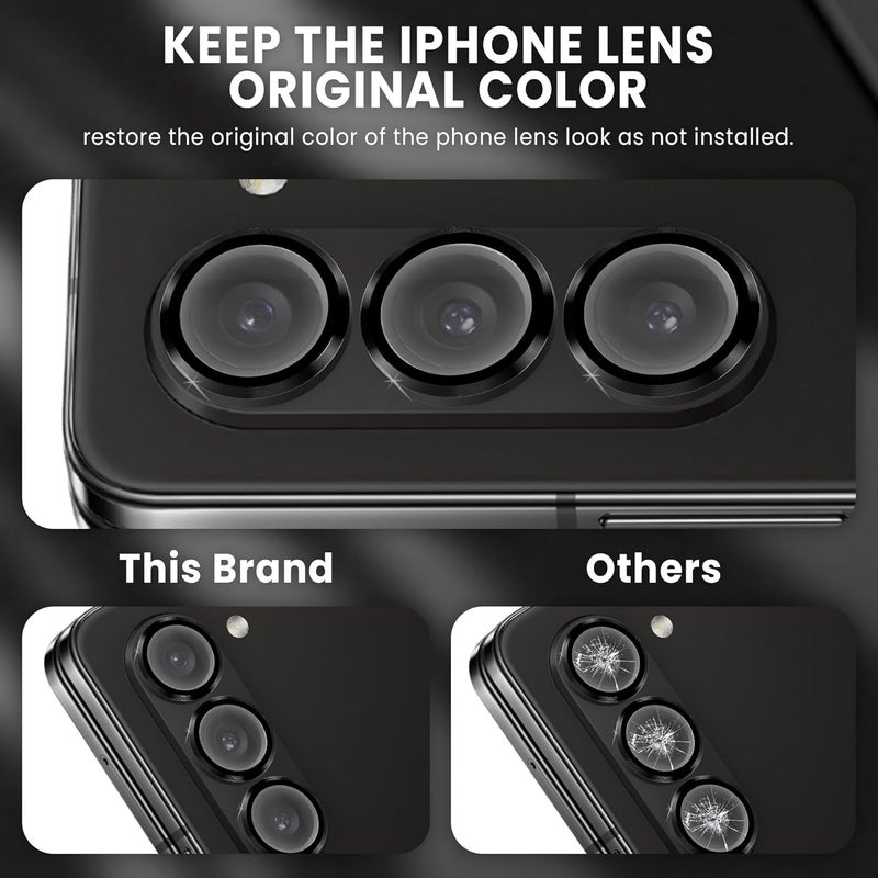 FIRST MART Camera Lens Protector for Samsung Galaxy Z Fold 5 (7.6 Inches) Tough HD Individual Aluminum Alloy Lens Rings Cover, Scratch Resistant, Thin Lens Protection| Black, 1 Pack - Image 2