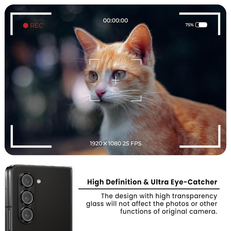 FIRST MART Camera Lens Protector for Samsung Galaxy Z Fold 5 (7.6 Inches) Tough HD Individual Aluminum Alloy Lens Rings Cover, Scratch Resistant, Thin Lens Protection| Black, 1 Pack - Image 3