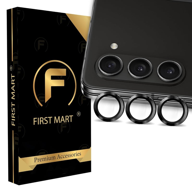 FIRST MART Camera Lens Protector for Samsung Galaxy Z Fold 5 (7.6 Inches) Tough HD Individual Aluminum Alloy Lens Rings Cover, Scratch Resistant, Thin Lens Protection| Black, 1 Pack - Image 1