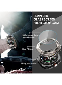 O Ozone Pack of 2 Compatible with Samsung Galaxy Watch Ultra Case 47mm, Hard Bumper Case with Built-in Tempered Glass HD Full Protective Cover for Galaxy Watch 7 Ultra Accessories for Men Women - Titanium  - Image 3