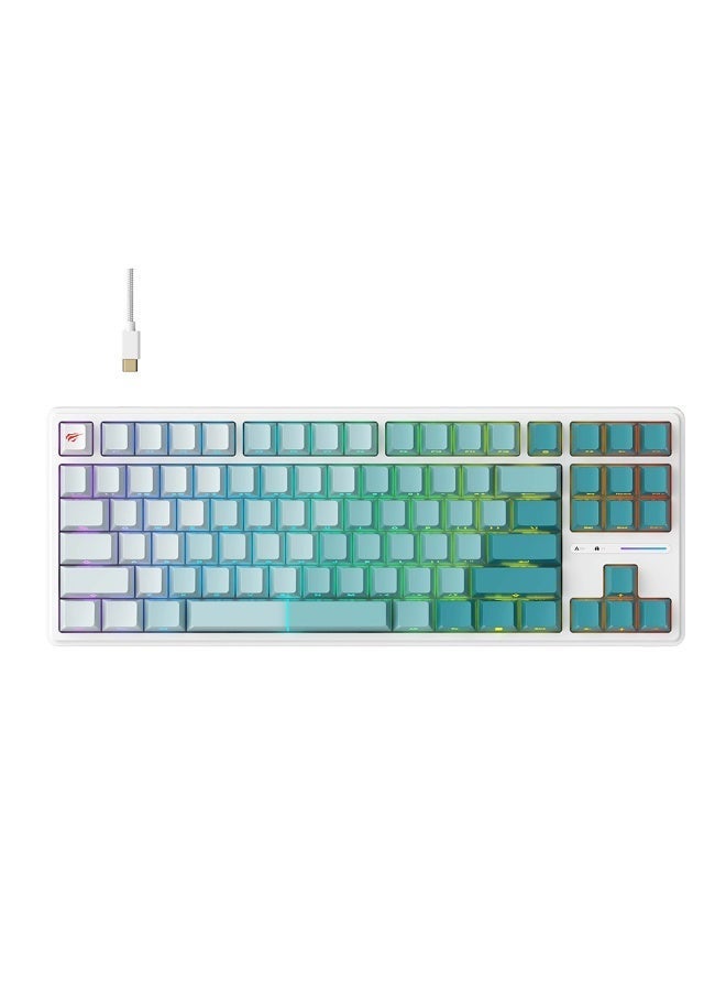 جايمنغ HAVIT KB901L MECHANICAL KEYBOARD RED SWITCH RGB White And Green | KB901L - Image 1