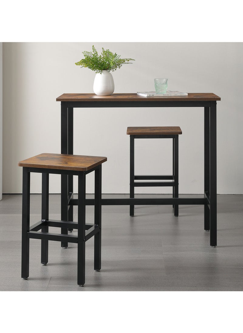 Chulovs - Dining Table Set Bar Table and Chairs Set Kitchen Bar Height Table with Stools Set of 2, Steel Frame Industrial Style Bar Table for Kitchen Living Party Room - Image 1