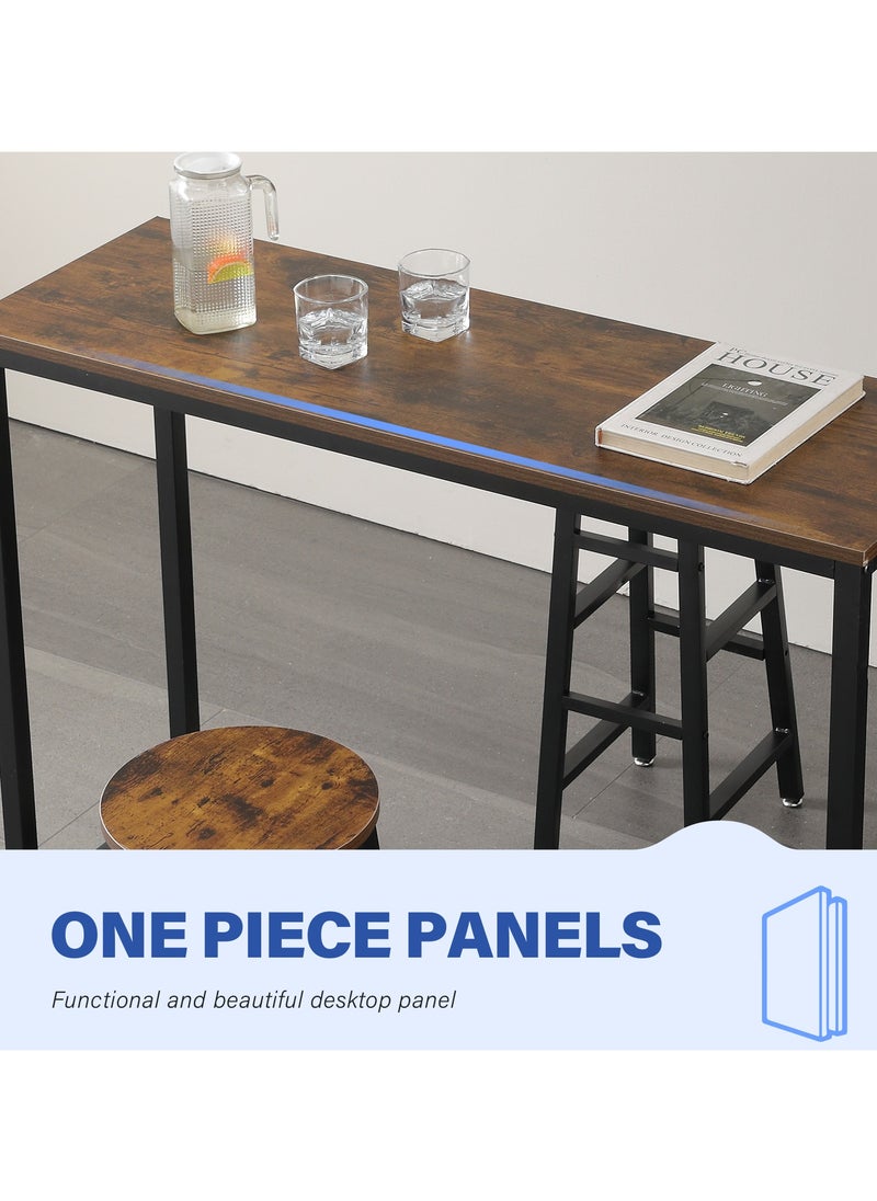 Chulovs - Dining Table Set Bar Table and Chairs Set Kitchen Bar Height Table with Stools Set of 2, Steel Frame Industrial Style Bar Table for Kitchen Living Party Room - Image 1