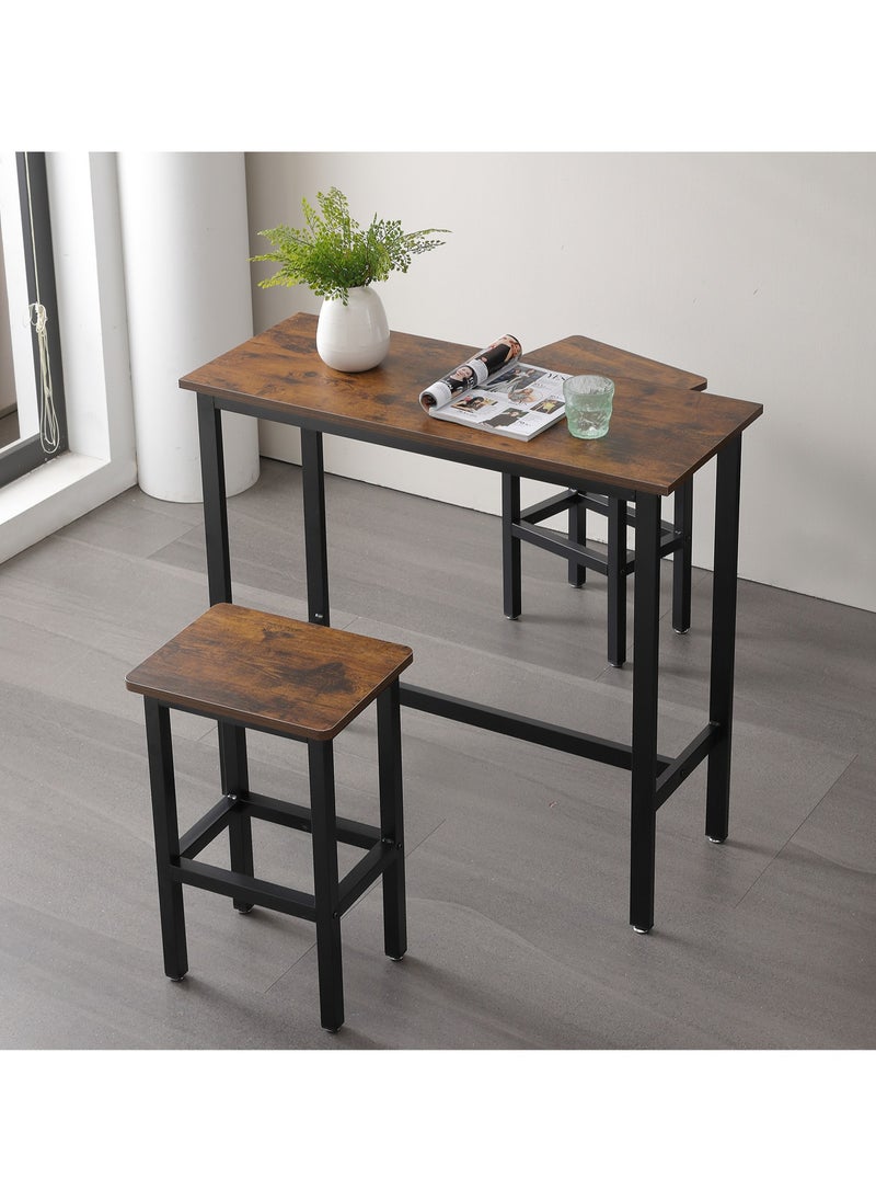 Chulovs - Dining Table Set Bar Table and Chairs Set Kitchen Bar Height Table with Stools Set of 2, Steel Frame Industrial Style Bar Table for Kitchen Living Party Room - Image 1