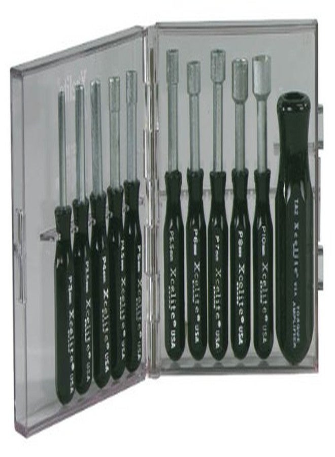 Xcelite PS121MM 11 Piece Compact Convertible Nutdriver Set with Clear Plastic Case, Black Handles - Image 3