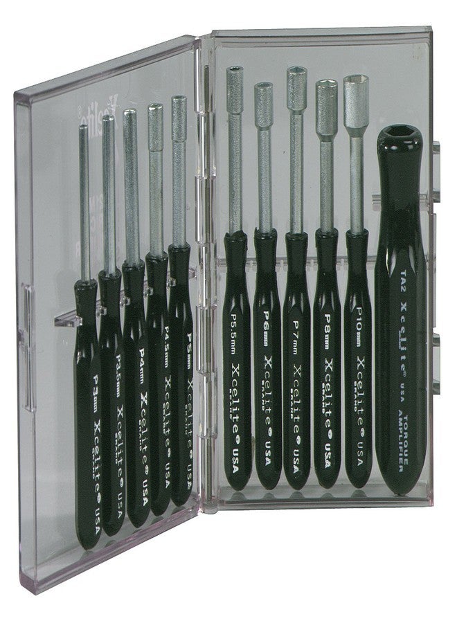 Xcelite PS121MM 11 Piece Compact Convertible Nutdriver Set with Clear Plastic Case, Black Handles - Image 2