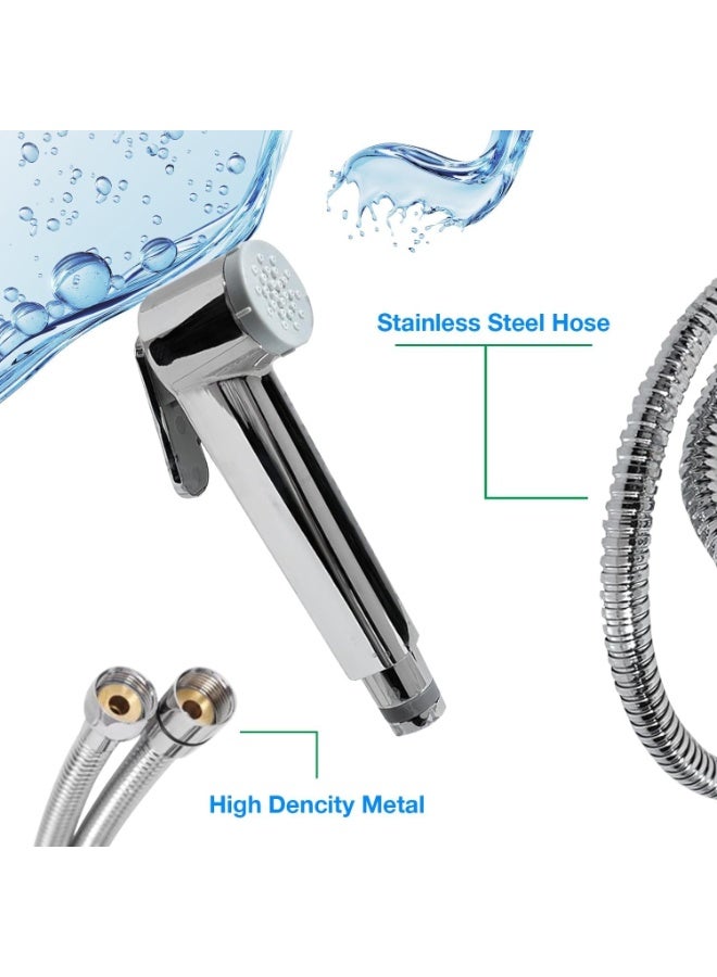 ZANAYA Handheld Bidet Shattaf Set for Toilet - Adjustable Muslim Shower Bidet Sprayer with 120cm Stainless Steel Hose & Wall Holder, Chrome Bathroom Spray Set - Image 5