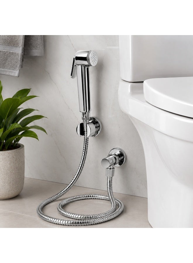 ZANAYA Handheld Bidet Shattaf Set for Toilet - Adjustable Muslim Shower Bidet Sprayer with 120cm Stainless Steel Hose & Wall Holder, Chrome Bathroom Spray Set - Image 5