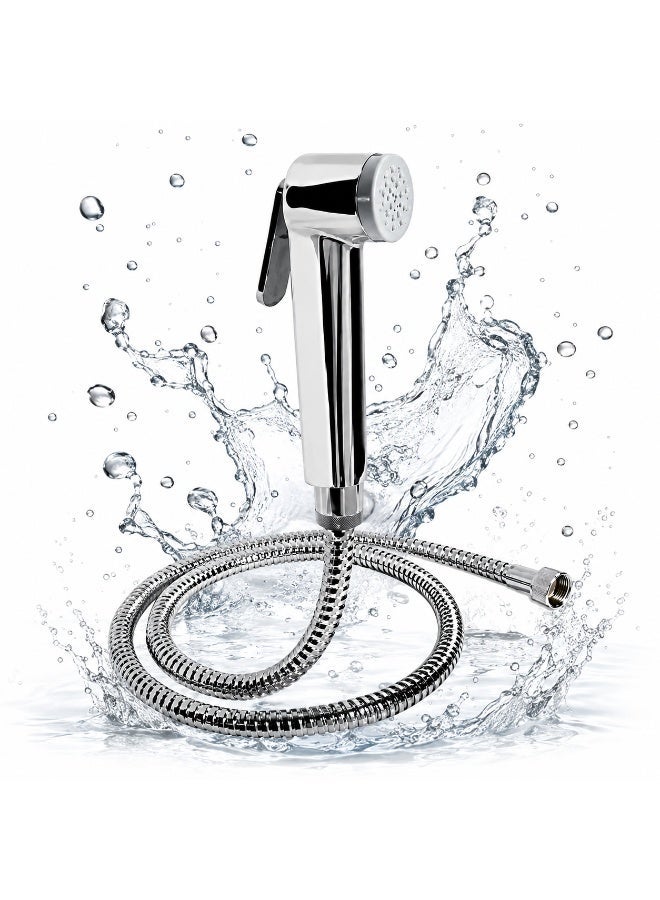 ZANAYA Handheld Bidet Shattaf Set for Toilet - Adjustable Muslim Shower Bidet Sprayer with 120cm Stainless Steel Hose & Wall Holder, Chrome Bathroom Spray Set - Image 1