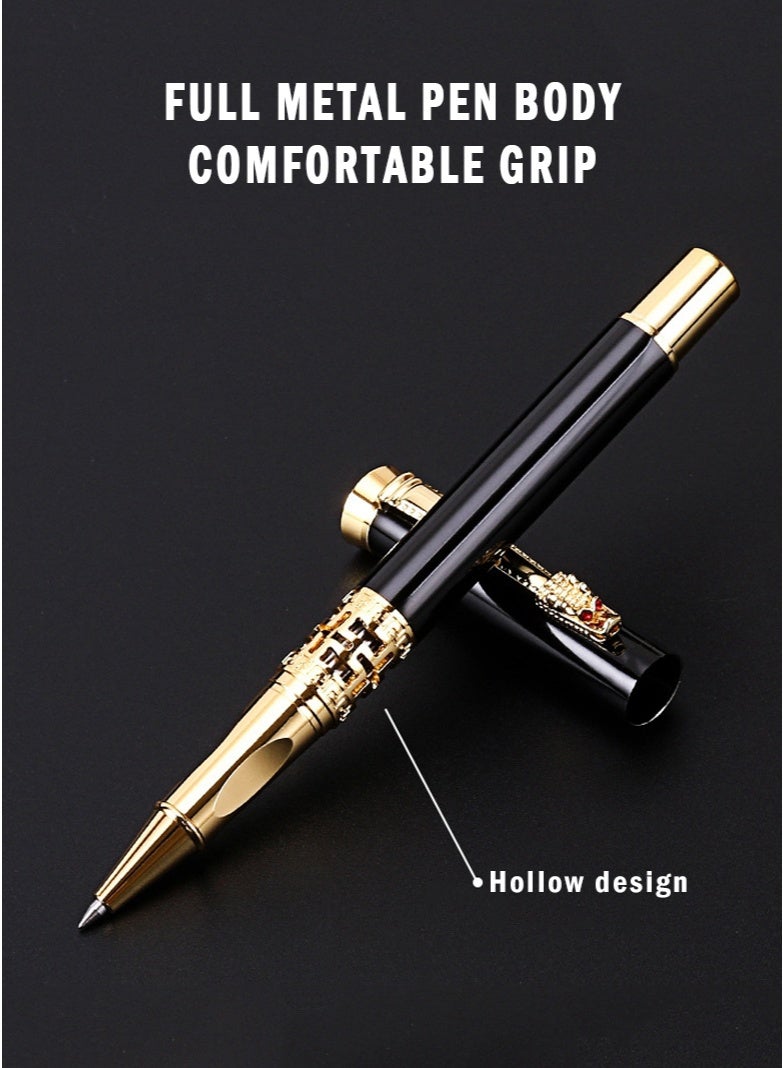 BiuTFon Metal Expert Ballpoint Pen, Hollow Design Roller Ballpoint Pens Line 0.5mm Tip Come 2 Pieces Ink Refill, Nice BallPens Classy Gift Box for Student, Executive, Office - Image 2