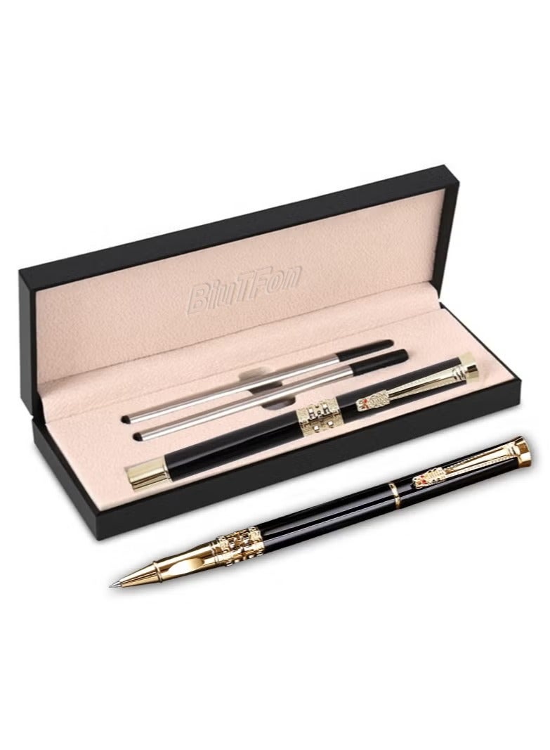 BiuTFon Metal Expert Ballpoint Pen, Hollow Design Roller Ballpoint Pens Line 0.5mm Tip Come 2 Pieces Ink Refill, Nice BallPens Classy Gift Box for Student, Executive, Office - Image 1