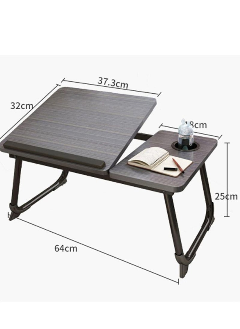 Arabest - Lap Desk, Portable Foldable Laptop Table for Bed Desk for Laptop with Cup Holder, Laptop Desk Bed Trays with 5 Angles Tilting Top for Working, Eating and Writing (Black) - Image 1