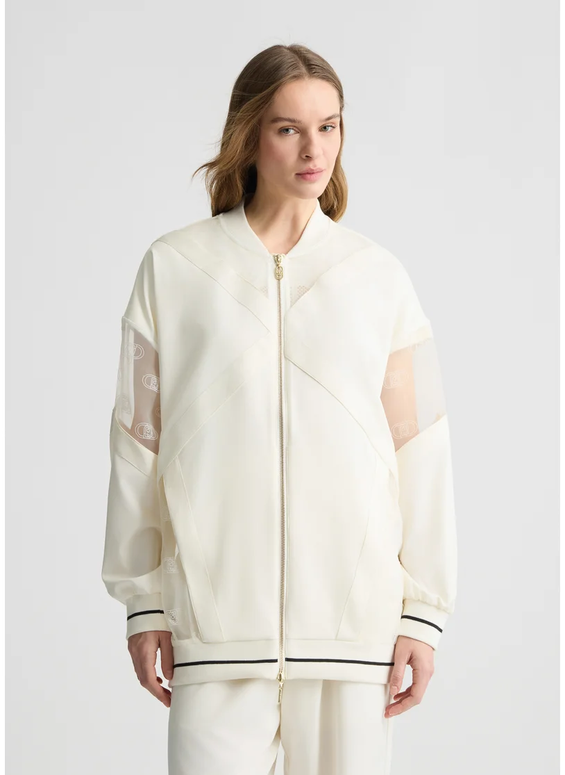 ليو جو Jacket with zip and logo