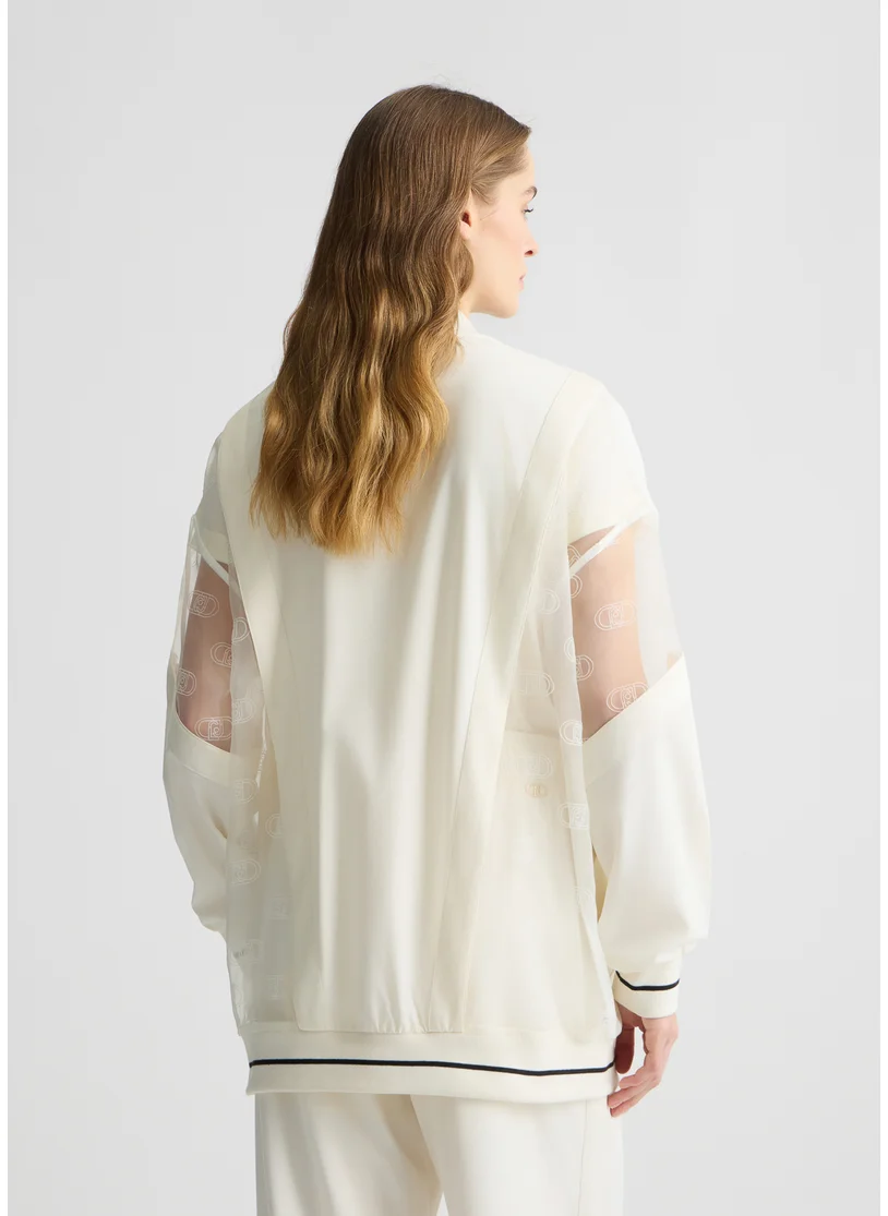 ليو جو Jacket with zip and logo