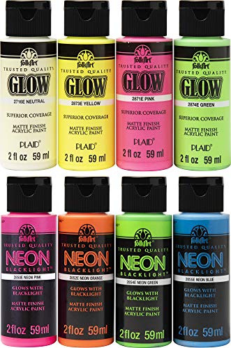 FolkArt Neon Glow Acrylic Paint Set 2 oz 8 Fl Oz