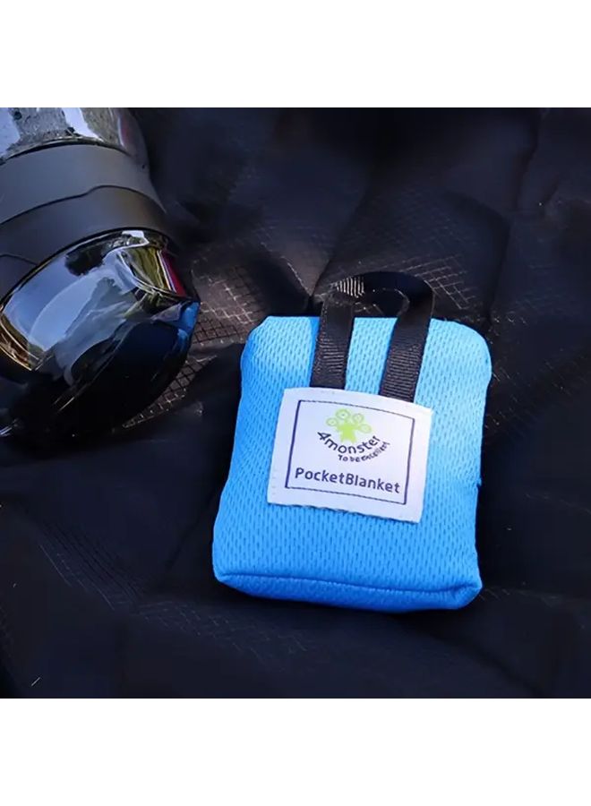 Blue Ultra Thin Sand Proof Picnic Mat Portable Folding Beach Blanket With Carry Pocket - Image 3