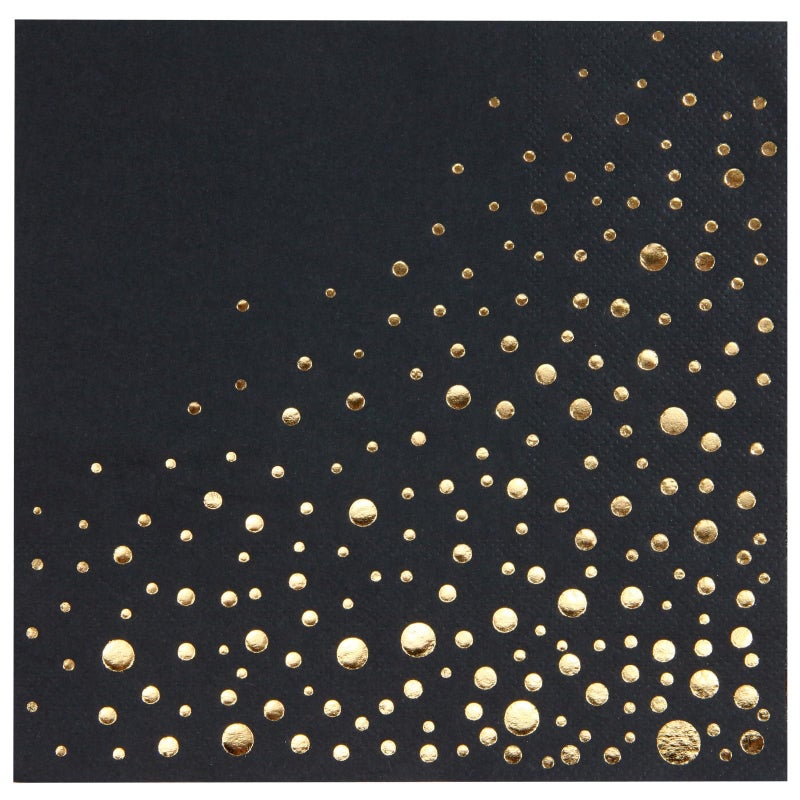 Stylish Black and Gold Napkins Disposable 5x5 Inch Black and Gold Cocktail Napkins 100 Gold and Black Napkins Disposable 3Ply Black Cocktail Napkins for Party Black Paper Napkins