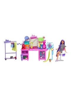 Mattel Games Extra Doll And Vanity Playset With Exclusive Doll, Pet Puppy And 45+ Pieces And Accessories  - Image 2