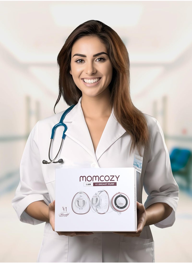 Momcozy - Hospital Grade Breast Pump V1, Hands-Free & Portable Double Electric Breast Pump, Smart Touch Screen, 3 Modes & 9 Levels - Image 1
