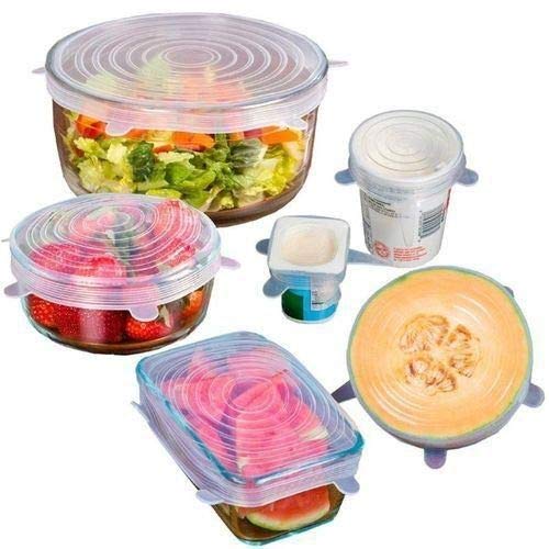 SKYLIT Microwave Safe Silicone Stretch Lids Flexible Covers for Rectangle, Round, Square Kitchen Bowls, Dishes, Plates, Cans, Jars, Cups, Utensils, Glassware and Mugs - Set of 6 - Image 3