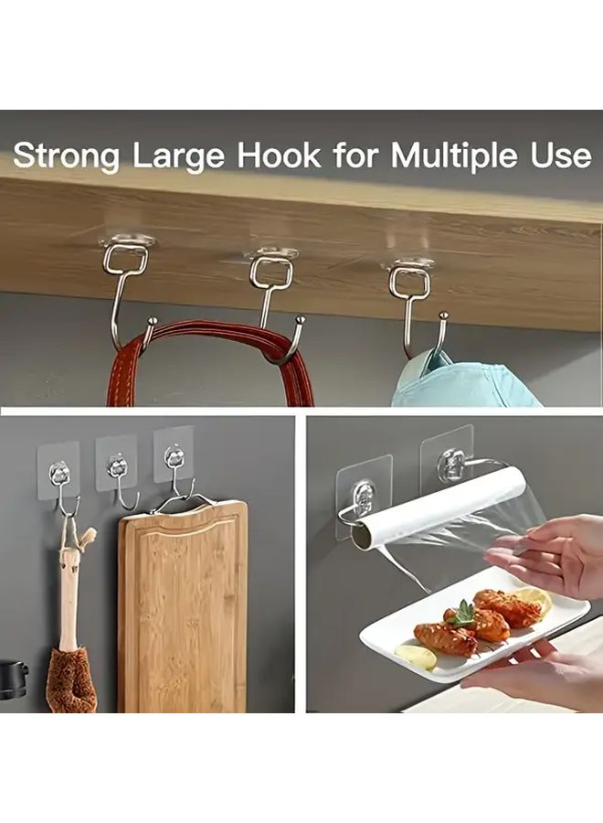 8 Pcs Transparent Large Strong Adhesive Suction Cup Hooks For Non-Perforated Walls Practical Utility Hanging Hooks - Image 1