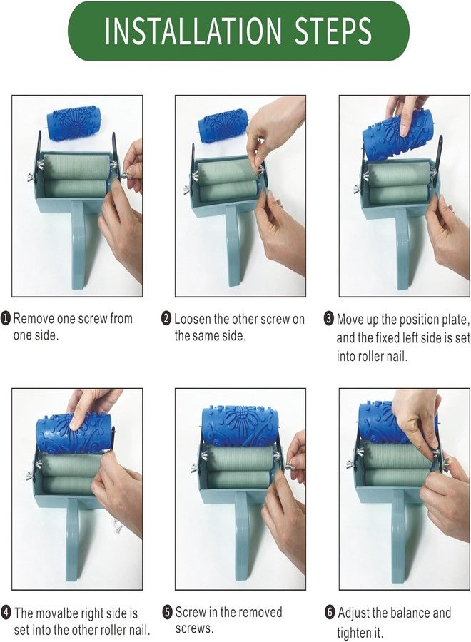 AYNEFY Rubber Knurling Painting Roller,Household Wall Decoration Embossing Texture Paint Roller Head with Flower Patterned for DIY Home Wall Door Furniture(ZZ0077 Flower) - Image 5
