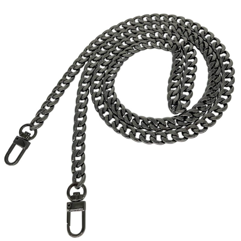 Model Worker DIY Iron Flat Chain Strap Handbag Chains Purse Chain Straps Shoulder Cross Body Replacement Straps with Metal Buckles (47", Gun-Black)