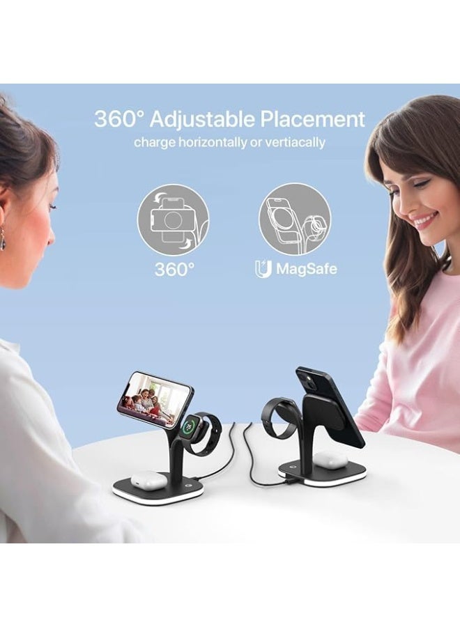 اماروها قاعدة شحن لاسلكية 3 في 1 2025 مع شاحن سريع من امروه، شاحن لاسلكي قابل للطي لأجهزة متعددة آيفون 16/15/14/13/12 برو ماكس بلس وساعة وسماعة ايربودز 1-9 برو وسامسونج جالاكسي (لون أسود) - Image 5