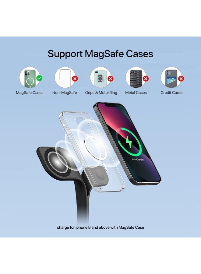 اماروها قاعدة شحن لاسلكية 3 في 1 2025 مع شاحن سريع من امروه، شاحن لاسلكي قابل للطي لأجهزة متعددة آيفون 16/15/14/13/12 برو ماكس بلس وساعة وسماعة ايربودز 1-9 برو وسامسونج جالاكسي (لون أسود) - Image 2