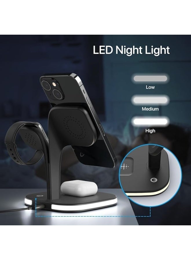 اماروها قاعدة شحن لاسلكية 3 في 1 2025 مع شاحن سريع من امروه، شاحن لاسلكي قابل للطي لأجهزة متعددة آيفون 16/15/14/13/12 برو ماكس بلس وساعة وسماعة ايربودز 1-9 برو وسامسونج جالاكسي (لون أسود) - Image 3