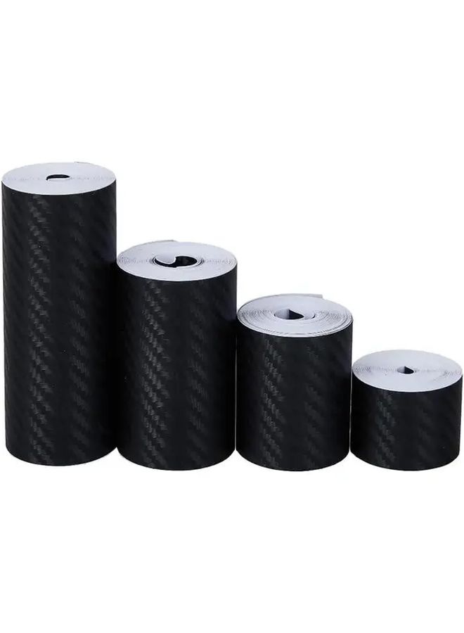 4 Rolls Black Carbon Fiber Vinyl Tape Self Adhesive Decorative Car Wrap Sticker 196.85 Inch Per Roll - Image 1