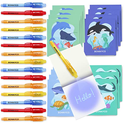 BONNYCO Invisible Ink Pen and Notebook Pack 16 Under the Sea Party Favors Ocean Party Favors for Kids Goodie Bags Stuffers Pinata Classroom Prizes Return Gifts for Kids Birthday Student Gifts - Image 1
