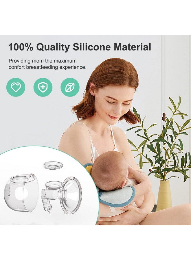 PDFans Wearable Breast Pump Parts Milk Collector Cup Accessories 24mm Compatible with Momcozy/TSRETE S9/S10/S12 Pump Replacement Parts(1 Whole Bowl), Extra 1pcs Duckbill Valve&Silicone Diaphragm - Image 2