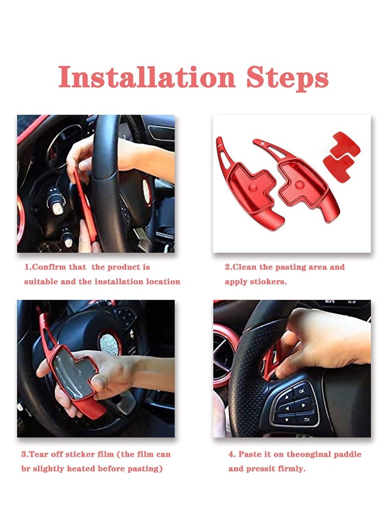 Aluminum Alloy Paddle Shifter Extensions for Mercedes A B C CLA CLS E G GL GLA GLC GLE GLS Metris S SL SLC Class - Red Finish