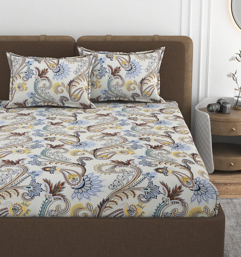 VOMZER Cotton Feel King Size Flat Bedsheet for Double Bed, 1 Cotton Feel Bed Sheet Double Bed (90 X 100 Inches) with 2 Pillow Cover - Image 2