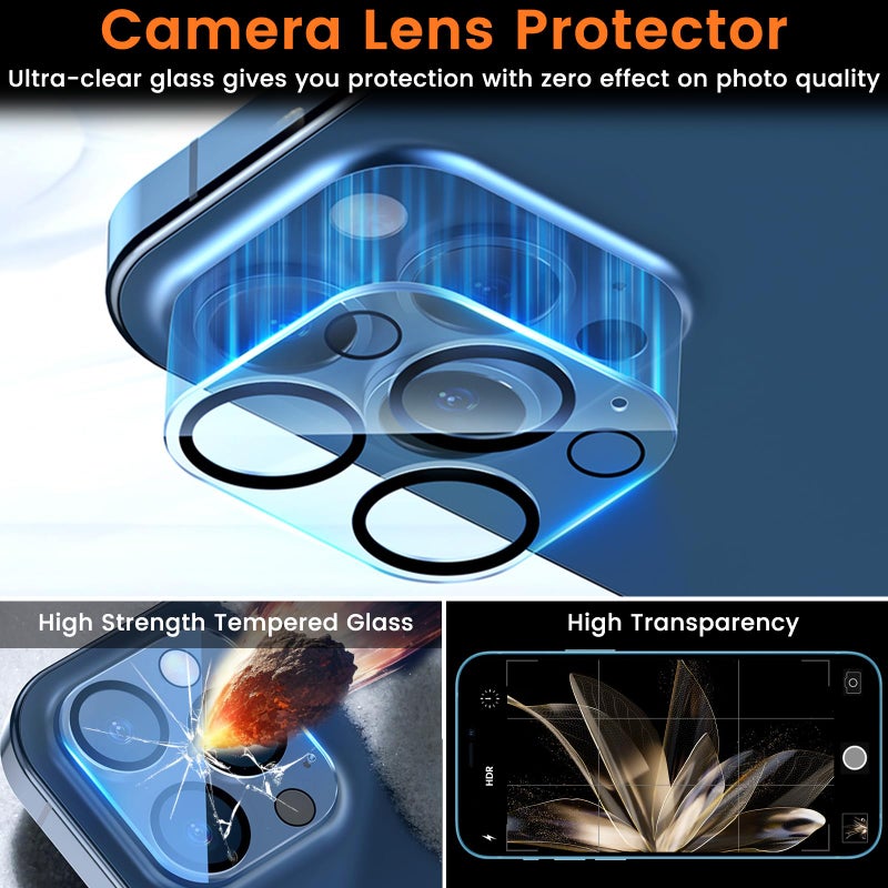 Lesakit 3+3 Pack Privacy Screen Protector for iPhone 12 Pro Max 6.7-Inch with 3 Pack Camera Lens Protector, Anti Spy Tempered Glass Film 9H Hardness Bubble Free Case Friendly - Image 5