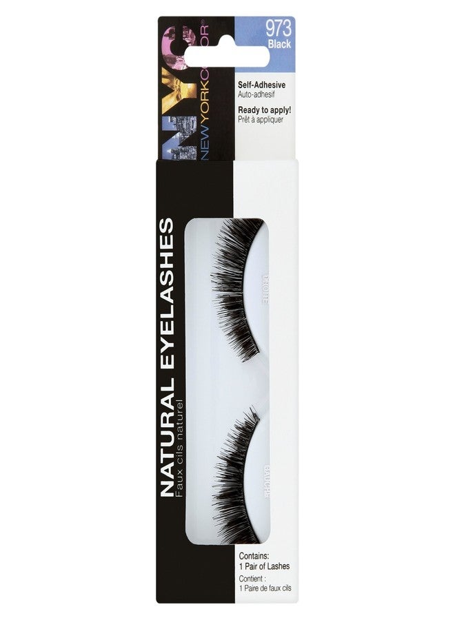 NYC New York Color Cosmetic Accessories, Black Natural, Self Adhesive Eyelashes (Pack of 2)