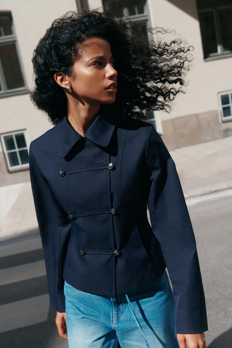Double-breasted twill jacket