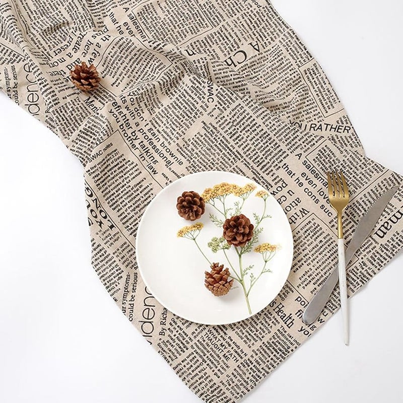 خلفية قماش من قطن الكتان بتصميم صحيفة إنجليزية كلاسيكية مقاس 71 × 50 سم - Image 3