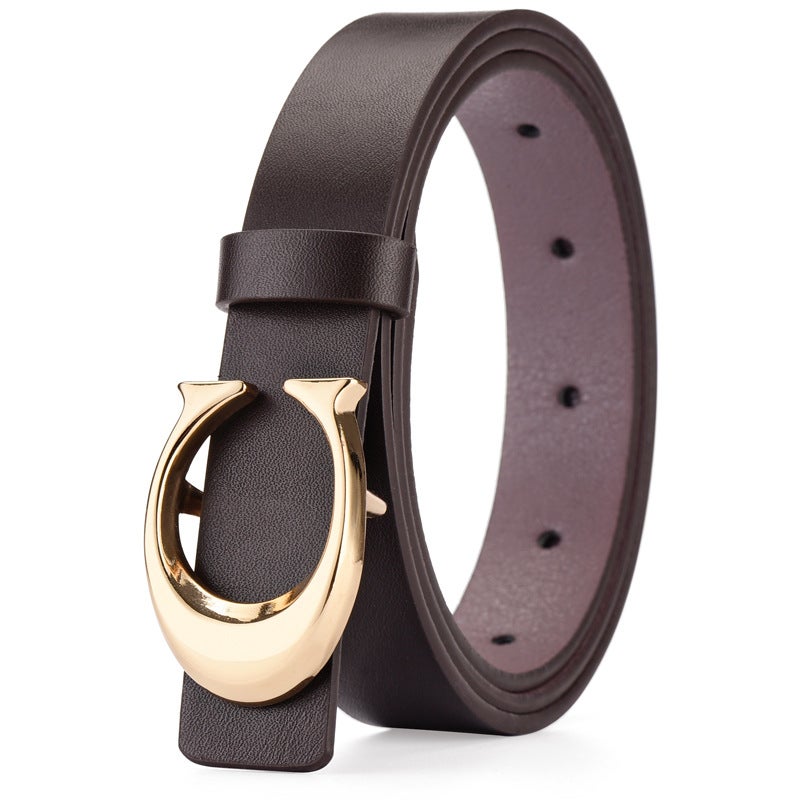 Korean-Style All-Match Student Couple Ins Style Belt Girl'S Decorative Belt Jeans Slim-Fit C- Button Thin Belt For Women - Image 1