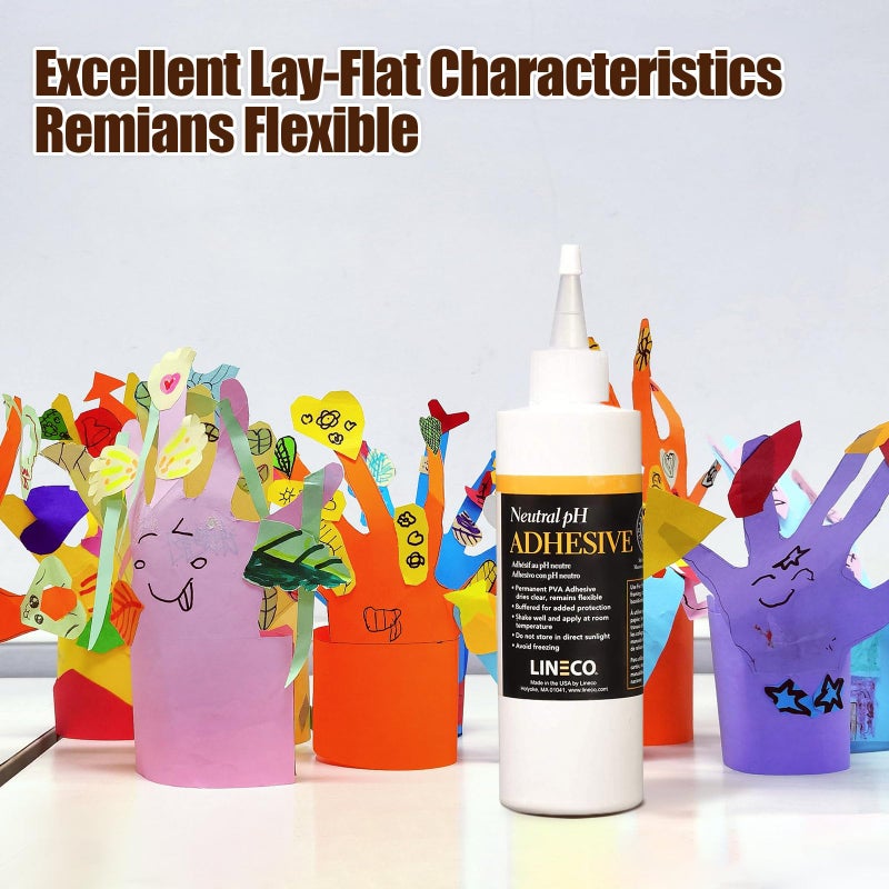 LINECO Neutral pH Adhesive 8 Oz, Acid-Free, All-purpose Glue, Dries Clear and Remains Flexible. Used for Bookbinding and Book Repair, Framing, Collages, Paper Art and Crafts - Image 4