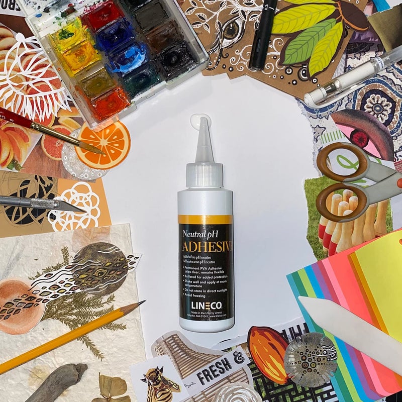 LINECO Neutral pH Adhesive 8 Oz, Acid-Free, All-purpose Glue, Dries Clear and Remains Flexible. Used for Bookbinding and Book Repair, Framing, Collages, Paper Art and Crafts - Image 5